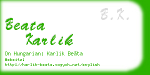 beata karlik business card